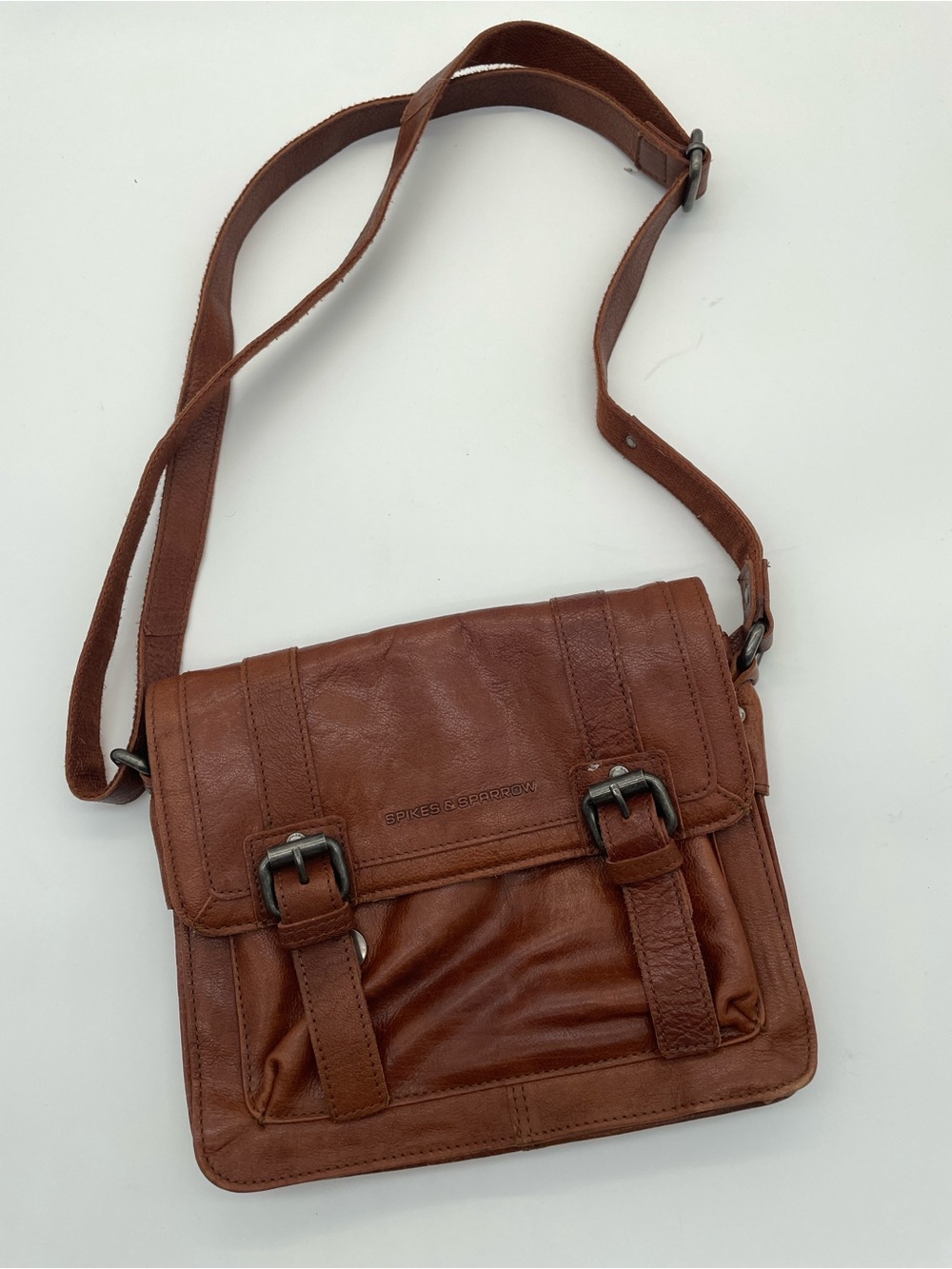 Spikes & Sparrow Cognac Leather Crossbody  Bag
